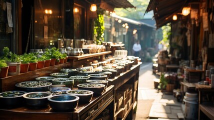 Vintage Tone Blur Image Food Stall , Wallpaper Pictures, Background Hd