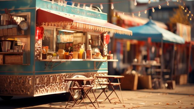 Vintage Tone Blur Image Food Stall , Wallpaper Pictures, Background Hd