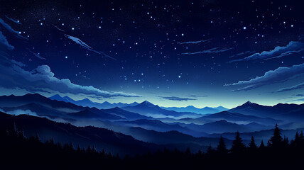 Fototapeta na wymiar Fantastic Pixel Art Night Starry Sky