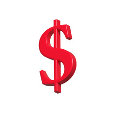 Dollar sign symbol 3d red color