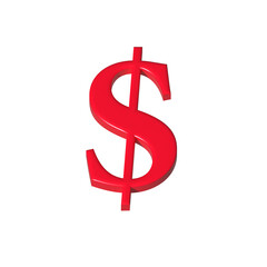 Dollar sign symbol 3d red color