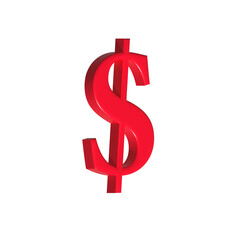 Dollar sign symbol 3d red color