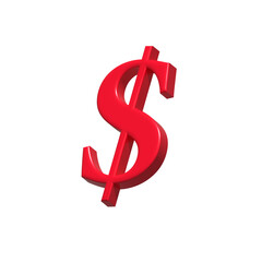Dollar sign symbol 3d red color