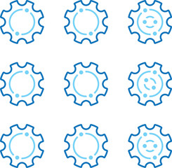gear icon, cog wheel, engine circle, thin line web symbol on white background - editable stroke
