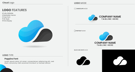 Cloud logo design. Colorful cloud vector. Sky. Business. Tour company logo. Travel. Premium vector template. Finance. Cloud company
