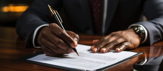 a hand giving advice application form documents, considering a mortgage loan offer. business view