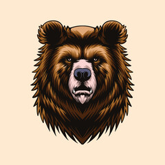 Grizzly Bear Head Vector Illustratio