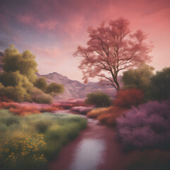 Mountain landscape rural nature background hill horizon Grand fantasy mountain landscape.