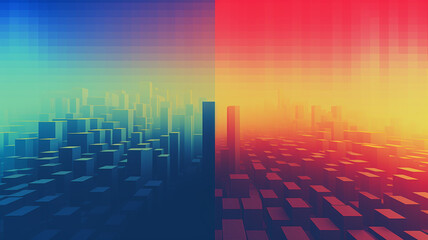 Futuristic Abstract Pixel Art Dithering Gradient Color - obrazy, fototapety, plakaty