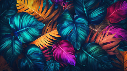 Beautiful colorful leaf background. Tropical leaves