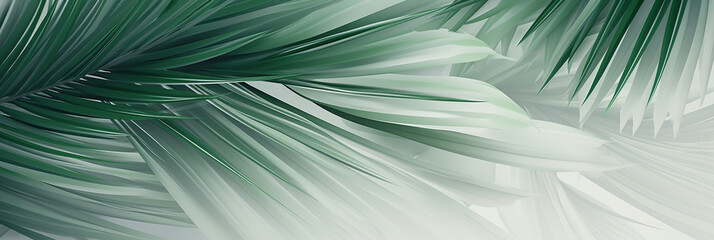 ぼやけたヤシの葉のイメージ　背景イラスト素材　柔らかい色調