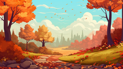 Obraz na płótnie Canvas Amazing Pixel Art Landscape A Pixel Art Autumn Forest