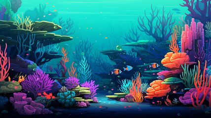 Pixel Art Landscape A Pixel Art Coral Reef Teeming