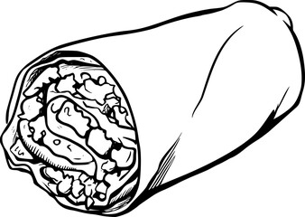 outline illustration of burritos for coloring page