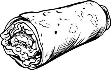 outline illustration of burritos for coloring page