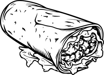 outline illustration of burritos for coloring page