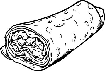 outline illustration of burritos for coloring page - obrazy, fototapety, plakaty