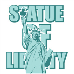 Statue of Liberty Blue Isolated Vector Illustration