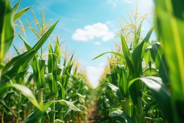 Fototapeta premium Growth of corn in the corn field.