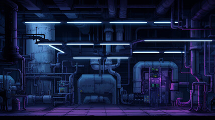 Pixel Art Scene A Secretive Cyberpunk Laboratory