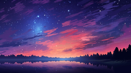 Obraz premium Perfect Pixel Art Star Sky at Evening