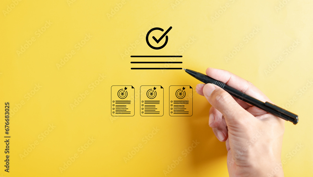 Poster digital guarantee checkmark, business checking quality assurance standardization, certification. com