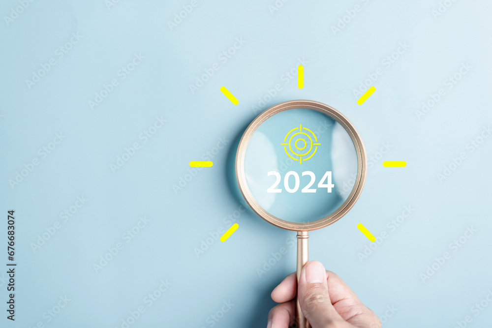 Poster aiming new year 2024 idea and creative smart planning to countdown merry christmas and happy new yea