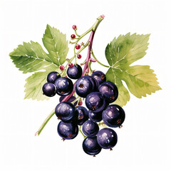 Blackcurrant Bunches Clipart isolated on white background