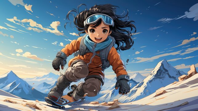 Girl Jumping Snowboard Hill, Desktop Wallpaper Backgrounds, Background HD For Designer
