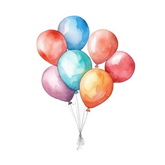 カラフルな風船の水彩イラスト