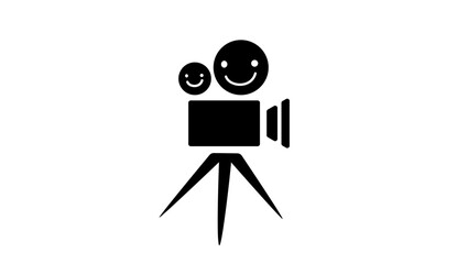 Video Maker, combination of silhouettes of people with a video recorder, black isolated silhouette