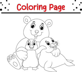 happy pole animals coloring page for kids