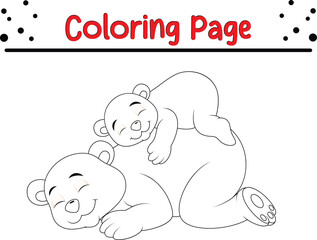 cartoon little girl holding teddy bear coloring page Vector illustration