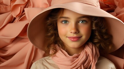 Portrait Pretty Young Girl Wearing Hat, Desktop Wallpaper Backgrounds, Background HD For Designer