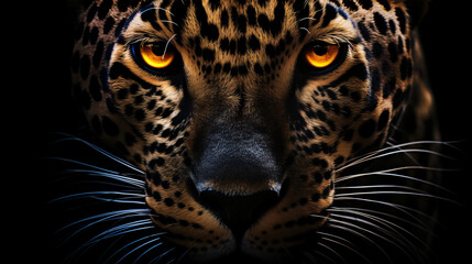A close up of a leopards face - obrazy, fototapety, plakaty