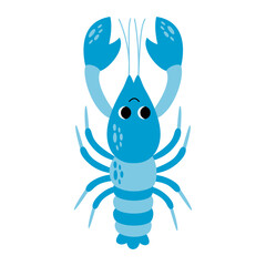 Vector illustration of cute cartoon yabby isolated on white background.