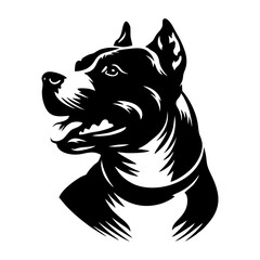 American Pitbull Terrier dog breed pet. Pit Bull silhouette sketch isolated on a white background. Vector illustration - obrazy, fototapety, plakaty