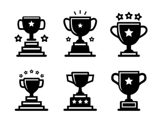 Winner cup icon set. Champion trophy symbol collection, sport award sign. Winner prize, champions celebration winning concept isolated on white background. Reward victory vector illustration