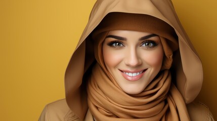 Smiling Modern Female Brown Hat Scarf, Desktop Wallpaper Backgrounds, Background HD For Designer