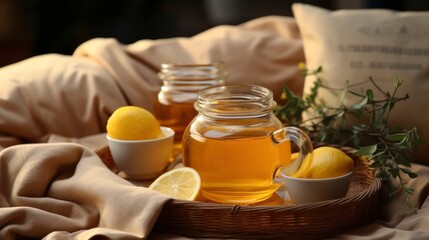 Tray Honey Cup Hot Tea Bed, Desktop Wallpaper Backgrounds, Background HD For Designer