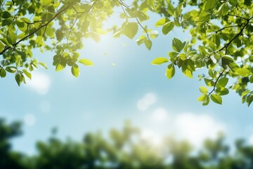 Spring background with green leaves. generative ai.