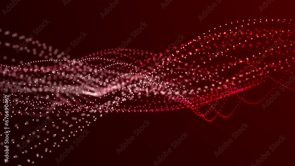 Poster sci-fi background. digital wave with many particles. big data visualization. template for festive pr