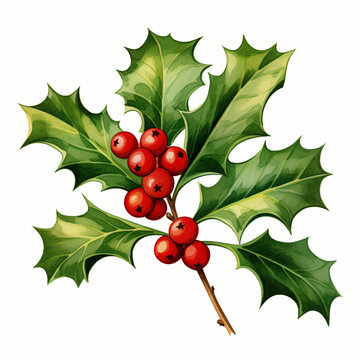 Christmas Holly Clipart isolated on white background
