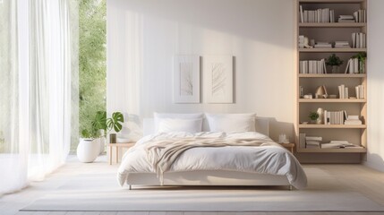 Fototapeta na wymiar Tranquil Minimalist Finding Serenity in a Minimal Bedroom