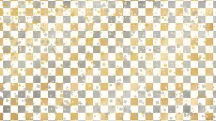 金銀キラキラ市松模様素材16：9　和柄素材
