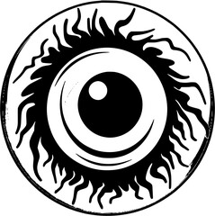 Halloween Single Eyeball Vintage Outline Icon In Hand-drawn Style
