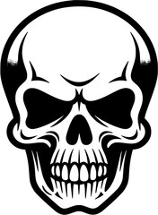 Halloween Skull Vintage Outline Icon In Hand-drawn Style