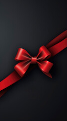 Black Friday poster with red ribbon on vertical dark background