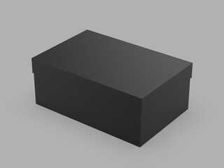 Blank shoe box packaging template, 3d illustration.