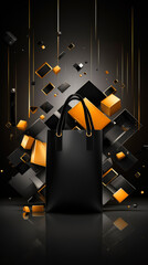 Black Friday shopping bag sale background with modern design for social media